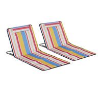 Outsunny Lot de 2 tapis de plage pliants avec dossier réglable 5 positions, appui-tête, tissu Oxford, sac de transport