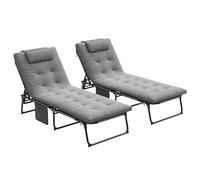Outsunny Lot de 2 Transats Bains de Soleil Pliable 4 Positions Gris