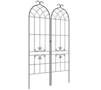 Outsunny Lot de 2 treillis de jardin, support pour plantes grimpantes en métal, 50L x 181H cm, noir