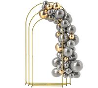 Outsunny Lot de 3 supports d'arche de fond en métal doré pour mariage, 2,2 m, 2 m, 1,8 m, arche de mariage fête d'anniversaire