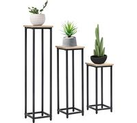 Outsunny Lot de 3 supports pot de fleurs porte-plantes carrées empilables - 21 x 21 x 50/70/90 cm - acier