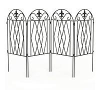 Outsunny Lot de 4 barrières de jardin en métal, 125 x 56 cm, barrières de jardin décoratives avec design arqué, résistantes et faciles à installer, pour potager, cour, terrasse, pelouse, noir