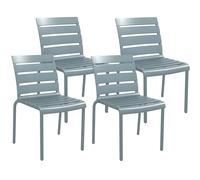 Outsunny Lot de 4 chaises de Jardin chaises de Bistro empilables avec Assise et Dossier à Lattes dim. 42L x 54l x 78H cm Gris
