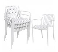 Outsunny Lot de 4 chaises de jardin d'extérieur empilables en polypropylène 55 x 58,5 x 81,5 cm Blanc