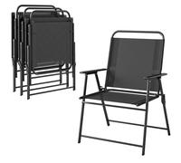 Lot de 4 chaises de jardin - Outsunny - pliables - dossier haut - assise large en textilène - cadre en acier - 65x60x94cm - noir