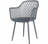 Outsunny Lot de 4 chaises de jardin résistantes aux UV en plastique avec accoudoir et dossier 56 x 51 x 84 cm Gris foncé