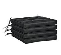 Outsunny Lot de 4 Coussin de Jardin avec Attaches 42x42 cm Noir