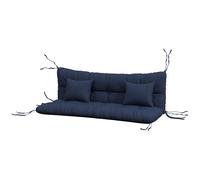 Outsunny Lot de 4 coussins d'assise, 150x50 cm déperlants, coussins de chaise avec liens, 10 cm d'épaisseur, bleu marine