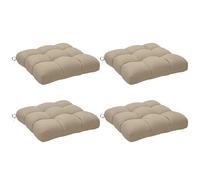 Lot de 4 coussins de chaise de jardin - Outsunny - capitonné - rembourrage 10 cm - avec attaches - 48 x 48 cm - kaki