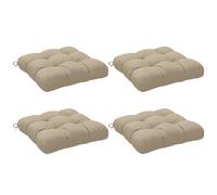 Outsunny Lot de 4 coussins de chaise de jardin, coussins extérieurs capitonné, rembourrage 10 cm avec attaches, 48 x 48 cm kaki