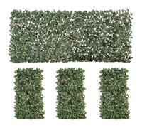 Outsunny Lot de 4 Haies Artificielles de Lierre Extensible, Feuilles Murale Brise-vue en Polyester Osier, 200 x 100 cm, Vert