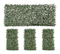 Outsunny Lot de 4 Haies Artificielles de Lierre Murale 200 x 100 cm Vert | Brise Vue Feuille, Extensible, en Polyester Osier, Clôture Décorative, pour Jardin Extérieur Balcon Terrasse
