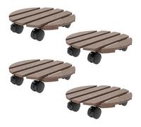 Lot de 4 supports ronds pour plantes avec roulettes intérieur extérieur Marron G