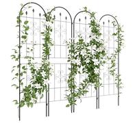 Outsunny Lot de 4 Treillis de Jardin, Support pour Plantes grimpantes en Acier, 50L x 180H cm, Noir