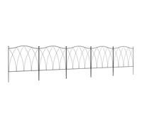 Outsunny Lot de 5 clôtures de jardin décoratives en métal noir - 305 x 62 cm noir