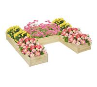 Outsunny Lot de 5 jardinières Jardinières convertibles Jardinière d'extérieur en bois pré-huilé, Dim. 230L x 230l x 28H cm Bois naturel