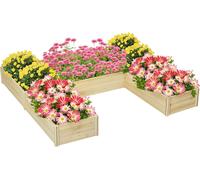 Outsunny Lot de 5 jardinières Jardinières convertibles Jardinière d'extérieur en bois pré-huilé, Dim. 230L x 230l x 28H cm Bois naturel