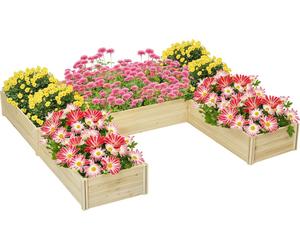 Outsunny Lot de 5 jardinières Jardinières convertibles Jardinière d'extérieur en bois pré-huilé, Dim. 230L x 230l x 28H cm Bois naturel