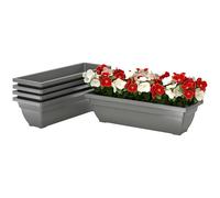 Outsunny Lot de 5 pots de fleurs en plastique, 59 x 21 x 16 cm, empilables, pots de fleurs, résistants aux intempéries, pots pour intérieur et extérieur, gris