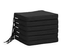Outsunny Lot de 6 Coussins de Chaise de Jardin avec Attaches 42 x 42 cm pour Chaise de Salle à Manger Noir