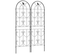 Outsunny Support pour Plantes Grimpantes avec Oiseaux, Lot de 2, Treillis de Jardin, pour Légumes, Vignes, Fleurs, en Métal, 50 x 150 cm, Noir
