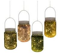 Outsunny Lumière de jardin solaire - pots mason jar 4 pièces - lanterne de verre solaire LED étanche norme IP 44 - lampes décoratives de jardin 4 couleurs G