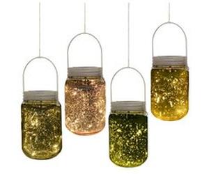Outsunny Lumière de jardin solaire - pots mason jar 4 pièces - lanterne de verre solaire LED étanche norme IP 44 - lampes décoratives de jardin 4 couleurs G