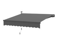 Outsunny Marquise à pince avec manivelle solaire LED Bras articulé Marquise Pare-soleil UV 50+ 300 cm large Gris