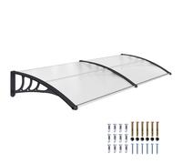 Outsunny Marquise de Porte Voûtée Arrondie en Polycarbonate Noir Transparent 195L x 75l x 23H cm Aosom France