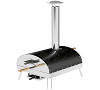 Outsunny Mini four à pizza extérieur portable avec pierre réfractaire Ø33 cm, manches en bois, thermomètre et plateau rotatif pour jardin, terrasse, camping, patio