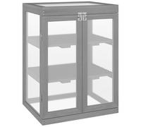 Outsunny Mini Serre de Jardin 3 Niveaux dim. 58L x 44l x 78H cm Double Porte Toit ouvrant Bois Sapin lasuré Polycarbonate