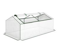 Outsunny Mini Serre de Jardin à Toit Pointu, Fenêtre avec Moustiquaire Intégrée, Métal Thermolaqué, 180 x 90 x 70 cm, Blanc