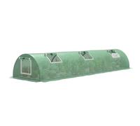 Outsunny Serre de jardin mini tunnel 5 fenêtres bâche PE 140 g/m² métal époxy 300x80x45 cm vert