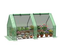 Outsunny Mini Serre de Jardin Mini Serre Tunnel 180L x 90l x 90H cm Toit Pointu Acier PE Haute densité 140 g/m² Anti-UV fenêtres avec Zip enroulables Vert