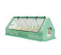 Outsunny Mini serre de jardin mini serre tunnel 240 x 90 x 90 cm toit pointu acier PE 3 fenêtres en filet enroulables vert