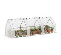 Outsunny Mini Serre de Jardin Mini Serre Tunnel 270L x 90l x 90H cm Blanc | Toit Pointu, Acier, PE Haute Densité 140 g/m², Anti-UV, Fenêtres avec Zip Enroulables