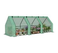 Outsunny Mini serre tunnel Toit pointu 270×90×90 cm Acier PE 140 g/m² Anti-UV 3 fenêtres Vert