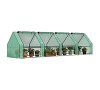 Outsunny Mini Serre de Jardin Mini Serre Tunnel 360L x 90l x 90H cm Toit Pointu Acier PE Haute densité 140 g/m² Anti-UV fenêtres avec Zip enroulables Vert