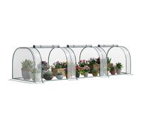 Outsunny Mini Serre de Jardin mini serre tunnel serre à tomates 3,5L x 1l x 0,8H m Acier PVC Haute densité Anti-UV 3 fenêtres avec Zip enroulables Vert et Transparent