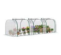 Outsunny Mini Serre de Jardin Mini Serre Tunnel Serre à Tomates 3 x 1 x 0,8 m Acier Plastique Haute densité Anti-UV 3 Portes avec Zip enroulables Transparent