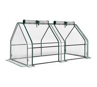 Outsunny Mini Serre de Jardin Mini serre Tunnel Toit Pointu Acier Anti-UV Fenêtres, 180x 90x90cm, Transparent