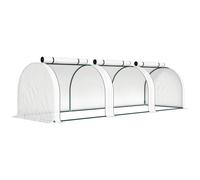 Outsunny Mini Serre de Jardin Serre à tomates 3L x 1l x 0,8H m Acier PE Haute densité 140 g/m² Anti-UV 3 fenêtres Blanc