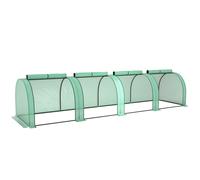 Outsunny Mini serre de jardin serre à tomates 4 x 1 x 0,80 m acier PE anti-UV 4 portes avec zip enroulables vert