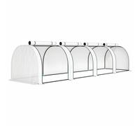 Outsunny Mini serre de jardin serre à tomates 4 x 1 x 0,80 m acier PE anti-UV 4 portes avec zip enroulables blanc
