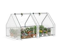 Mini serre de jardin - Outsunny - tunnel toit pointu bâche PE haute densité 140 g/m² anti-UV - acier - 180x90x90cm - blanc