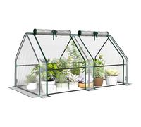 Outsunny Mini Serre de Jardin Serre Tunnel 180L x 90l x 90H cm Transparent | Toit Pointu, Acier, PVC, Anti-UV, Fenêtres, Zip Enroulables