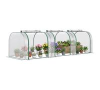 Outsunny Mini serre tunnel 3 x 1 x 0,8 m Acier PVC haute densité Anti-UV 3 portes zippées
