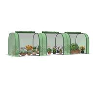 Outsunny Mini serre tunnel à tomates 3×1×0,8 m acier PE 140 g/m² anti-UV 3 portes enroulables vert