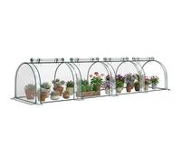 Outsunny Serre tunnel tomates 3,95×1×0,8 m Acier PVC HD Anti-UV 4 fenêtres zip Vert/Transp.