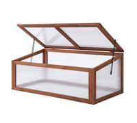 Outsunny Mini serre en bois à semis 100 x 65 x 40 cm avec couvercle, protection UV, translucide, résistante à l'hiver, pour jardin, marron